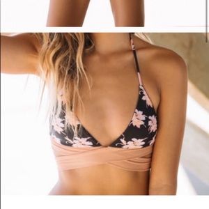 Acacia swimwear black vintage aloha bikini set